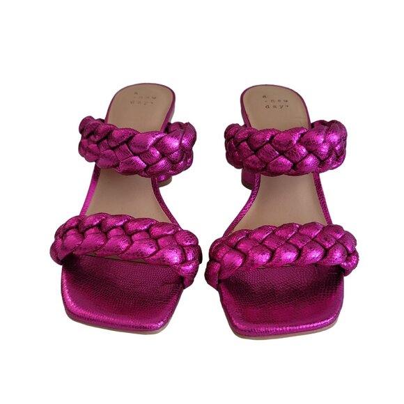 A New Day Women's Braided Basil Heel Mule Sandals Size 7 Metallic Pink block hee - Picture 9 of 9